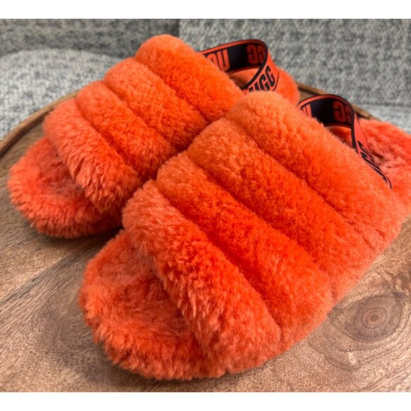 UGG Womens Fluffy Orange Slide Slippers Size 9 /EU 40 - Picture 8 of 9